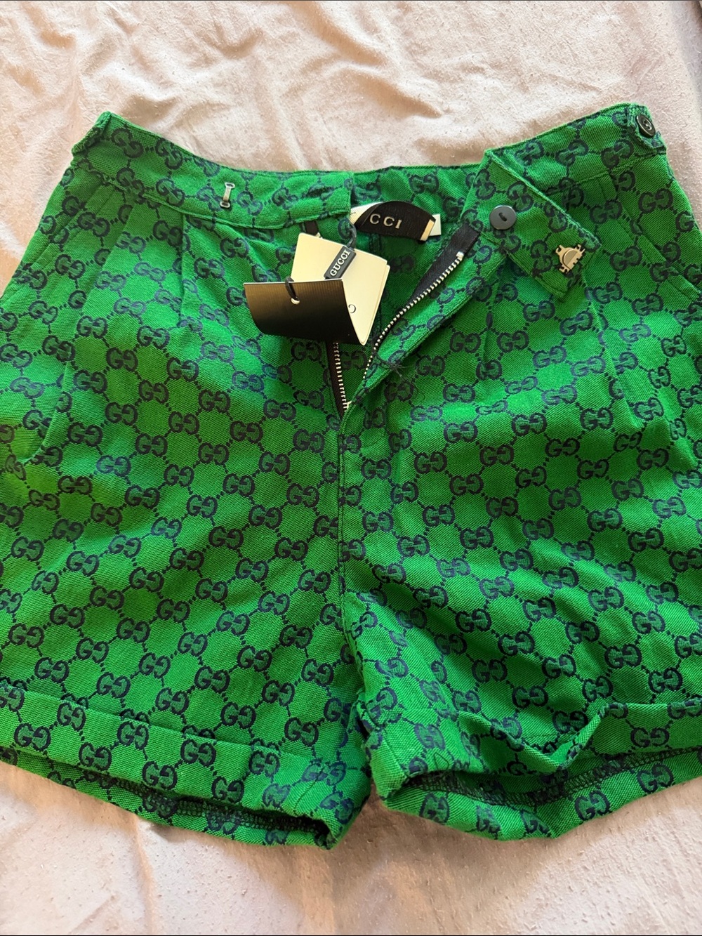 Gucci Green GG Monogram Men's Shorts - Picture 5 of 6